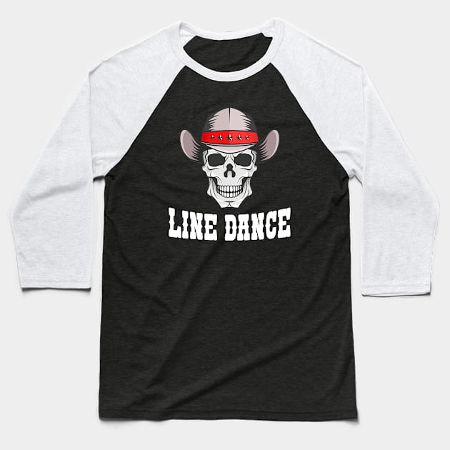 Line Dance Western Skull Baseball T-Shirt by Foxxy Merch